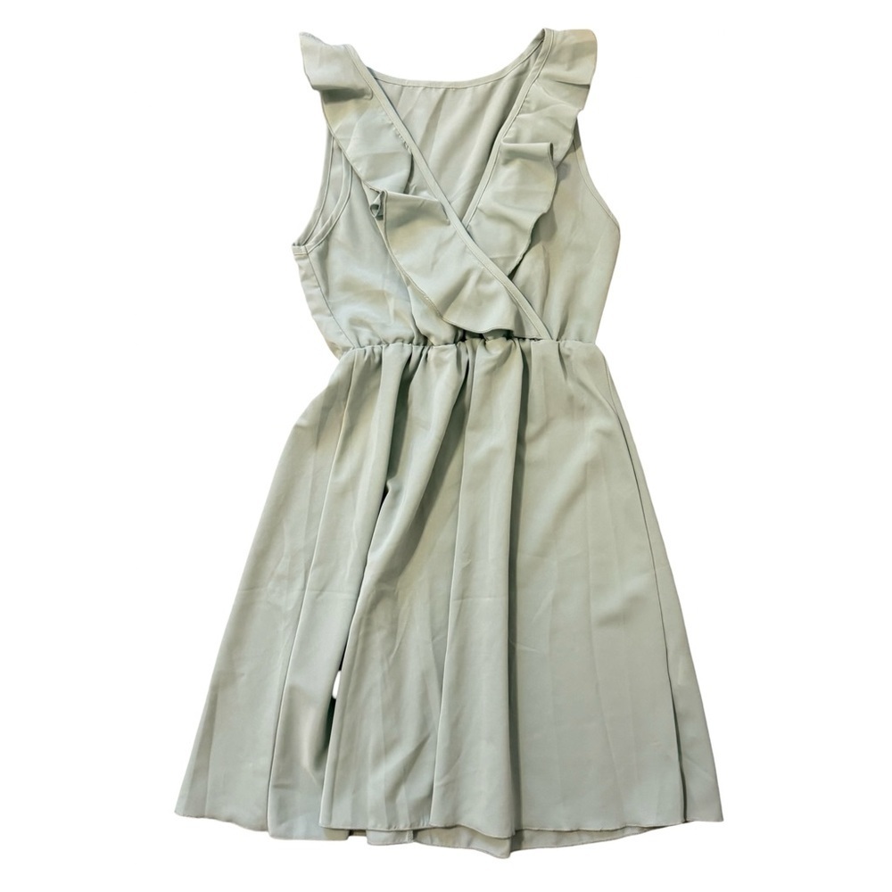 Breathe Women Sleeveless Ruffle Fit and Flare Sage Green Dress Size XS